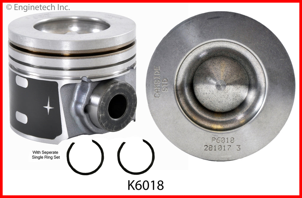 Enginetech K6018(8)PSTD Engine Piston Kit with Full Ring Stack for Ford F-250 and F-350 Super Duty (2008-2010)