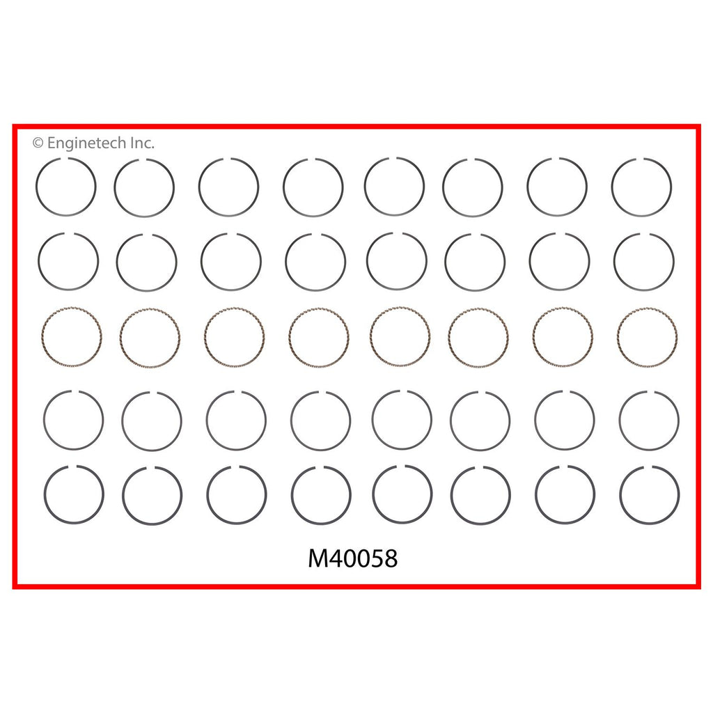Enginetech M40058-060 Engine Premium Piston Ring Complete Set for Domestic and Import Engines