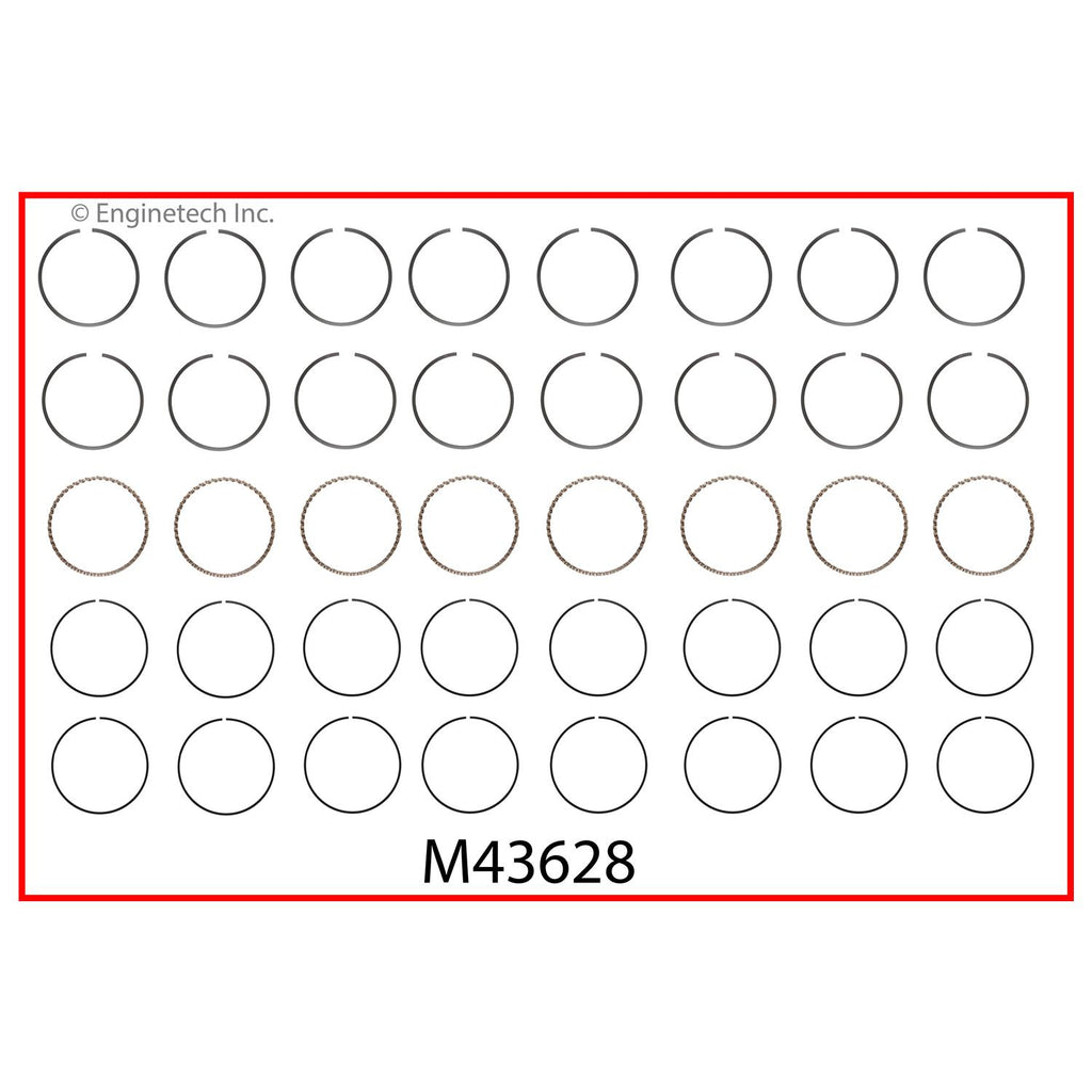 Enginetech M43628-030 Engine Premium Piston Ring Complete Set for Domestic and Import Engines