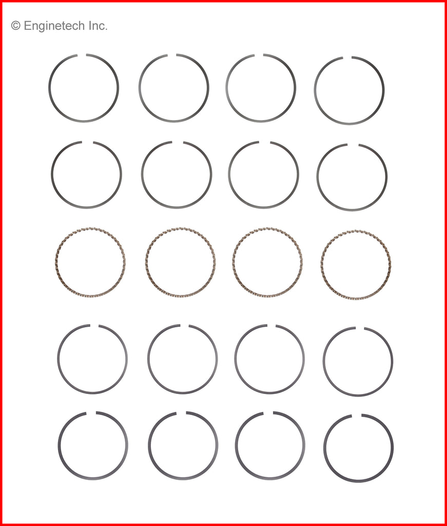 Enginetech M87004-STD Engine Premium Piston Ring Complete Set for Honda and Acura
