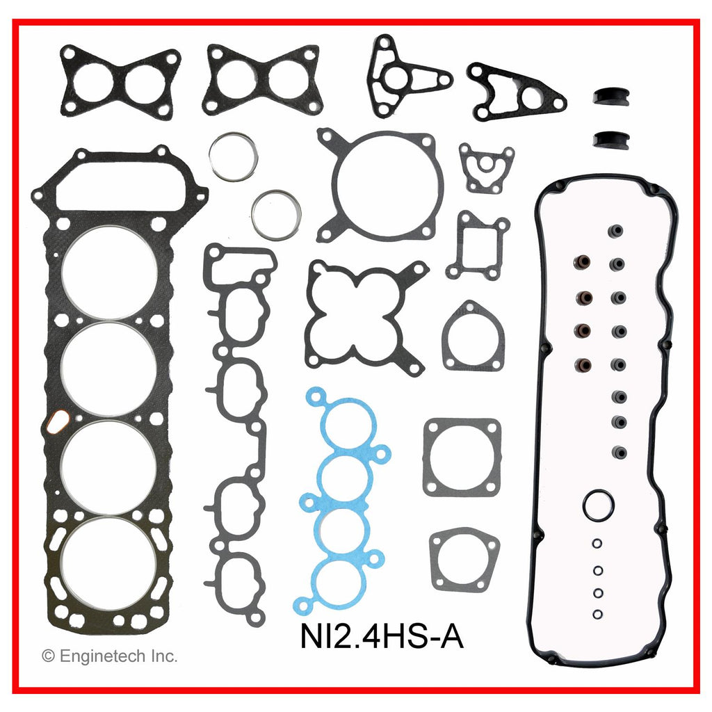 Enginetech Engine Cylinder Head Gasket Set for Nissan 240SX and D21 with Head Bolts (Part NI2.4HS-AWB)