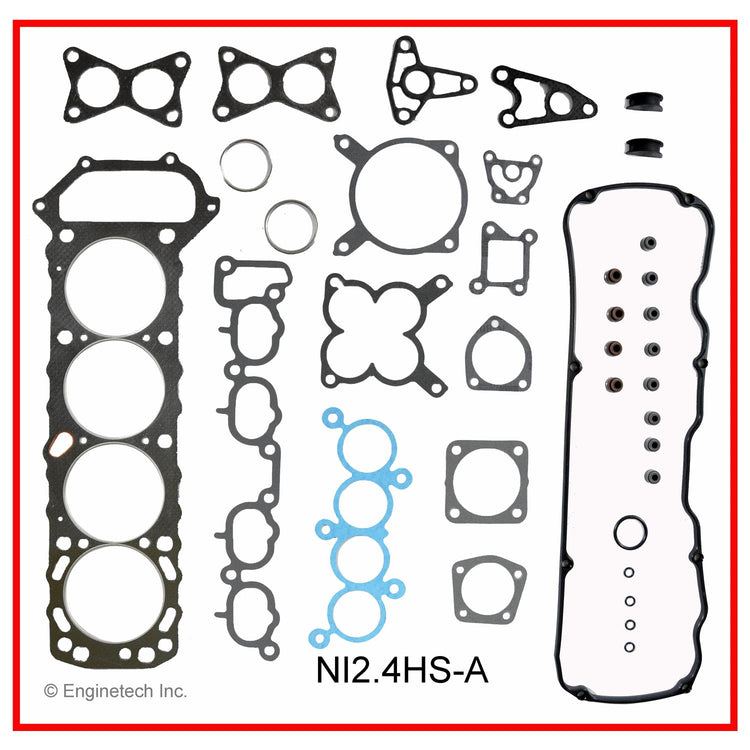 Enginetech Engine Cylinder Head Gasket Set for Nissan 240SX and D21 with Head Bolts (Part NI2.4HS-AWB)
