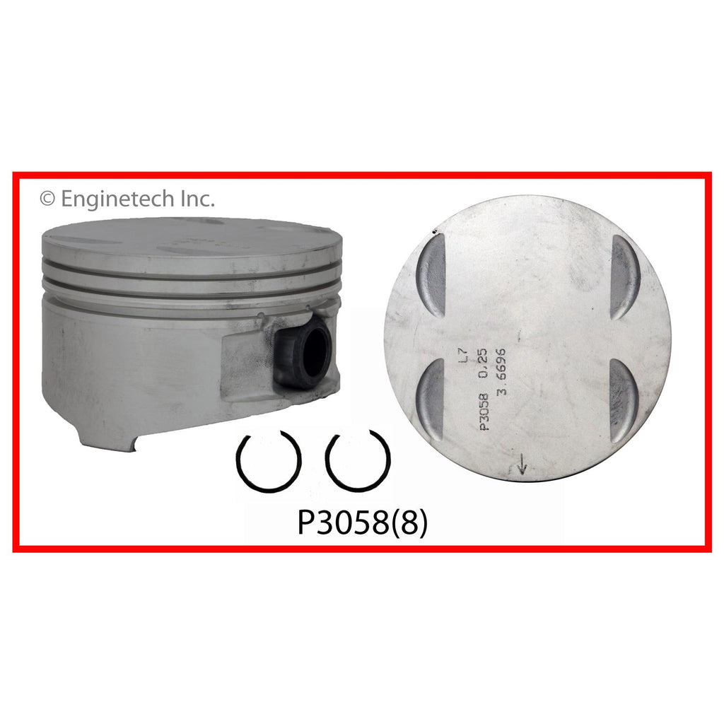 Enginetech P3058(8).25 Engine Piston Set Without Rings for Cadillac 1993-1999 Models