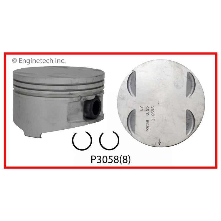 Enginetech P3058(8).50 Engine Piston Set Without Rings for Cadillac Models