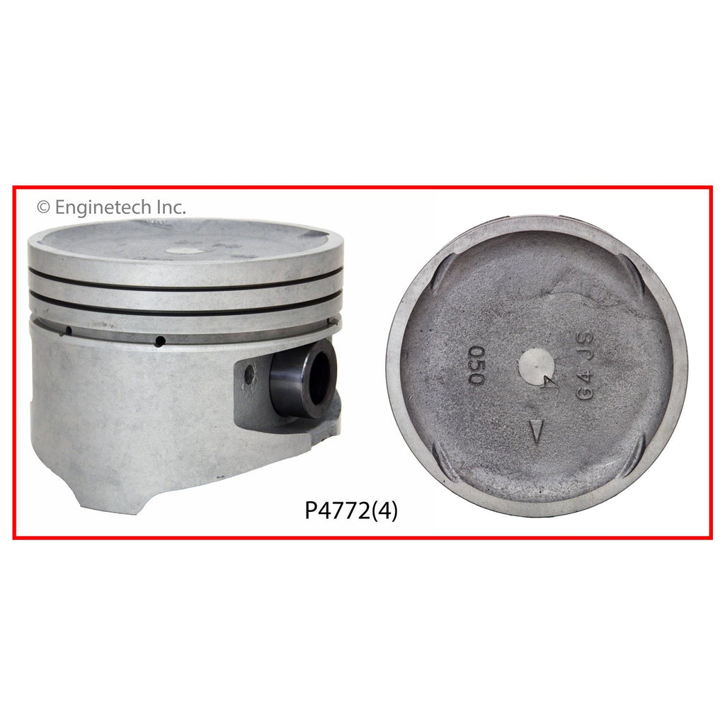 Enginetech P4772(4)STD Engine Piston Set Without Rings for Hyundai and Kia Vehicles