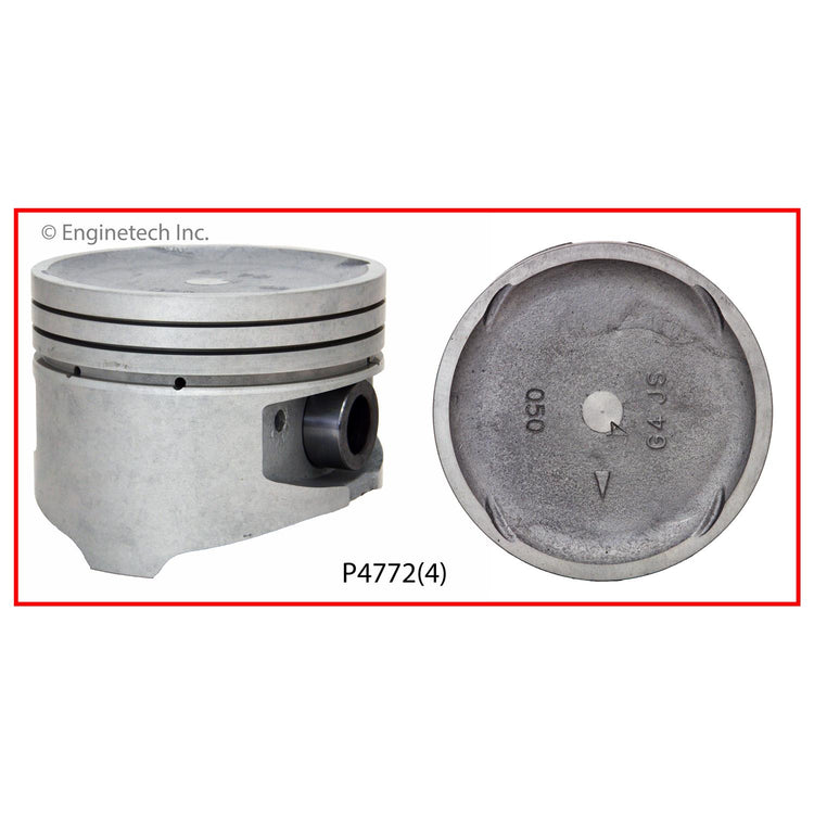 Enginetech P4772(4)STD Engine Piston Set Without Rings for Hyundai and Kia Vehicles