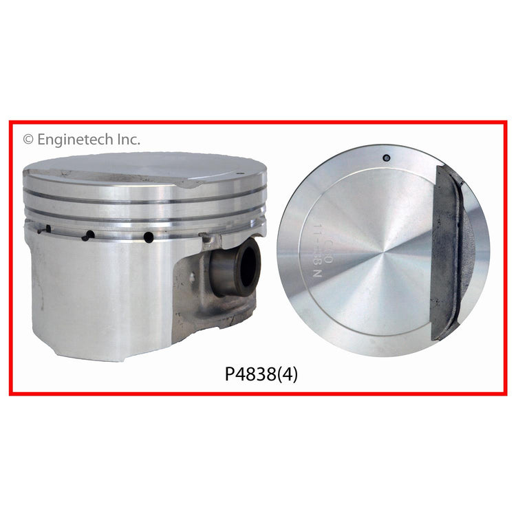 Enginetech P4838(4)STD Engine Piston Set Without Rings for Hyundai and Kia Vehicles