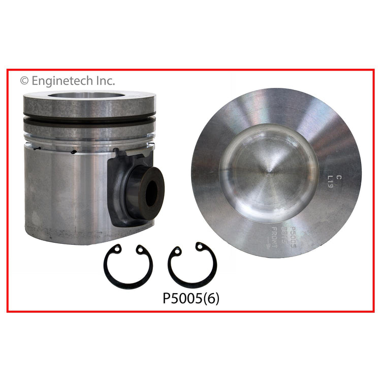 Enginetech P5005(6)STD Engine Piston Set Without Rings for Dodge D250, D350, W250, W350 (1989-1991)