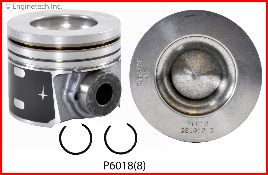 Enginetech P6018(8)STD Engine Piston Set Without Rings for Ford Super Duty (2008-2010)