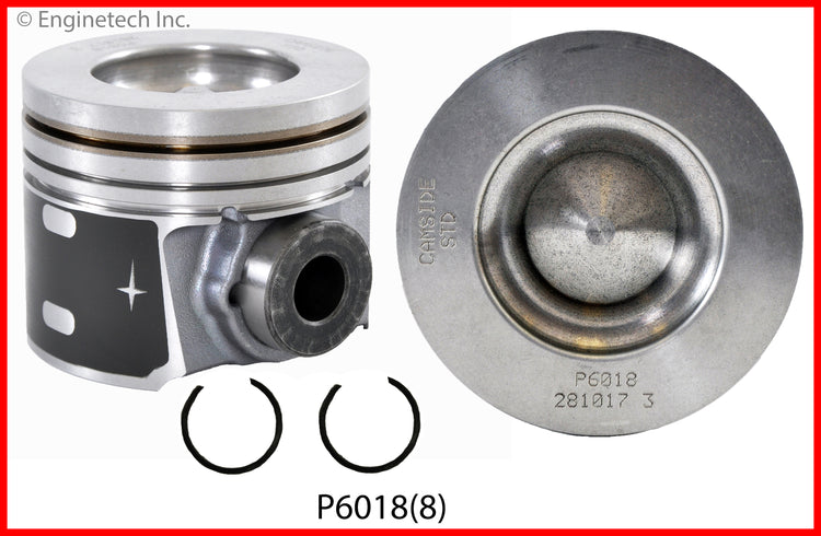 Enginetech P6018(8)STD Engine Piston Set Without Rings for Ford Super Duty (2008-2010)