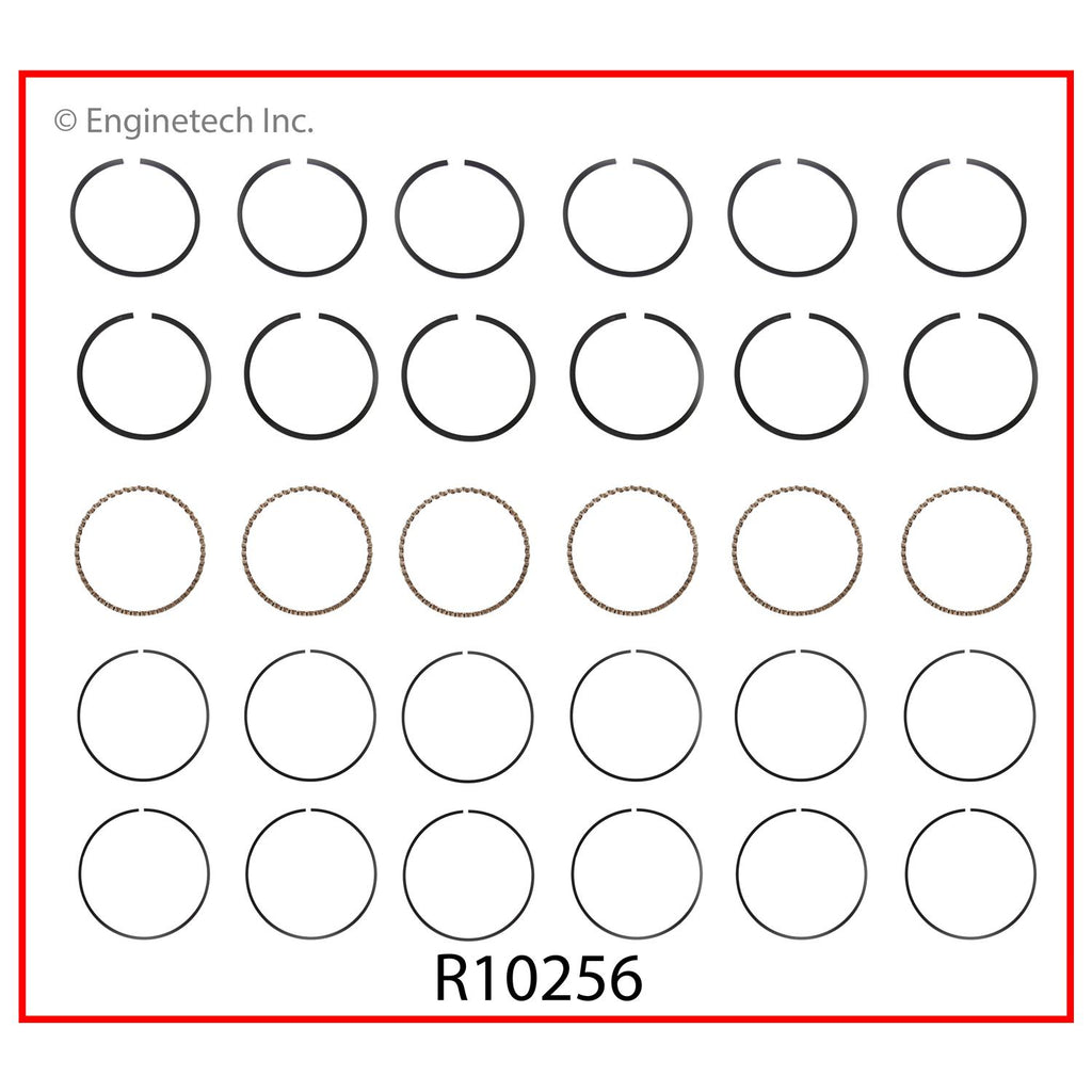 Enginetech R10256-STD Engine Cast Iron Piston Ring Complete Set for Domestic and Import Engines