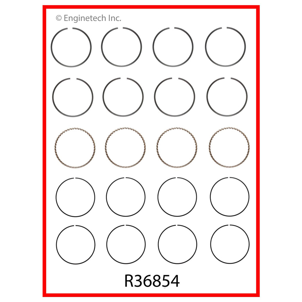 Enginetech R36854-060 Engine Cast Iron Piston Ring Complete Set for Ford Engines