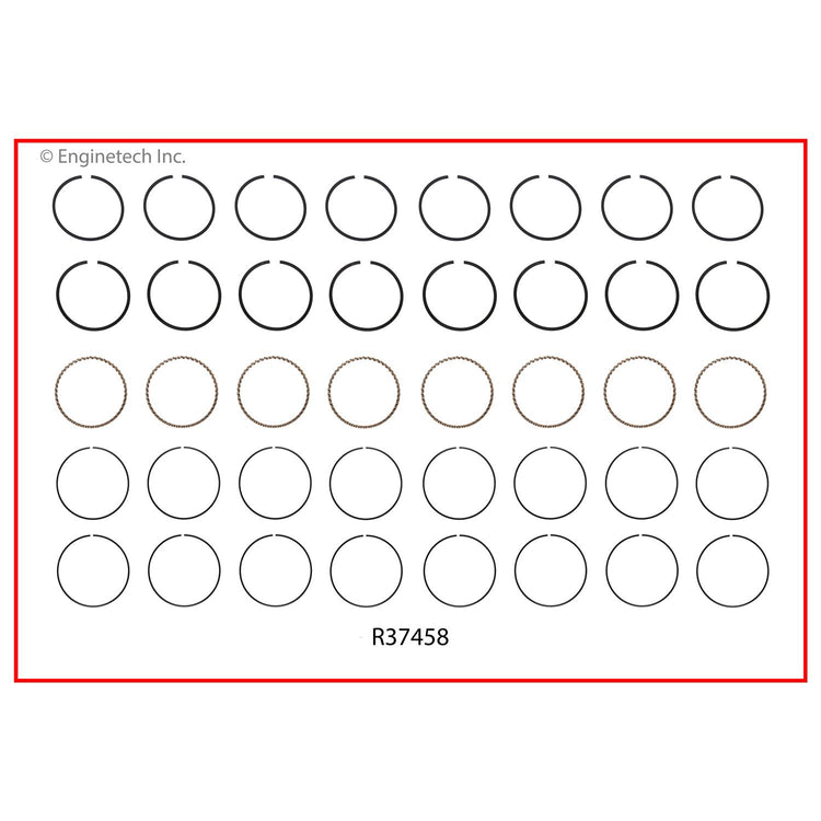 Enginetech R37458-STD Engine Cast Iron Piston Ring Complete Set for Domestic and Import Engines