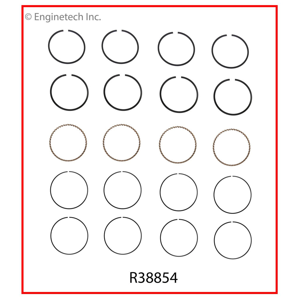 Enginetech R38854-040 Engine Cast Iron Piston Ring Complete Set for Chevy and GMC Models