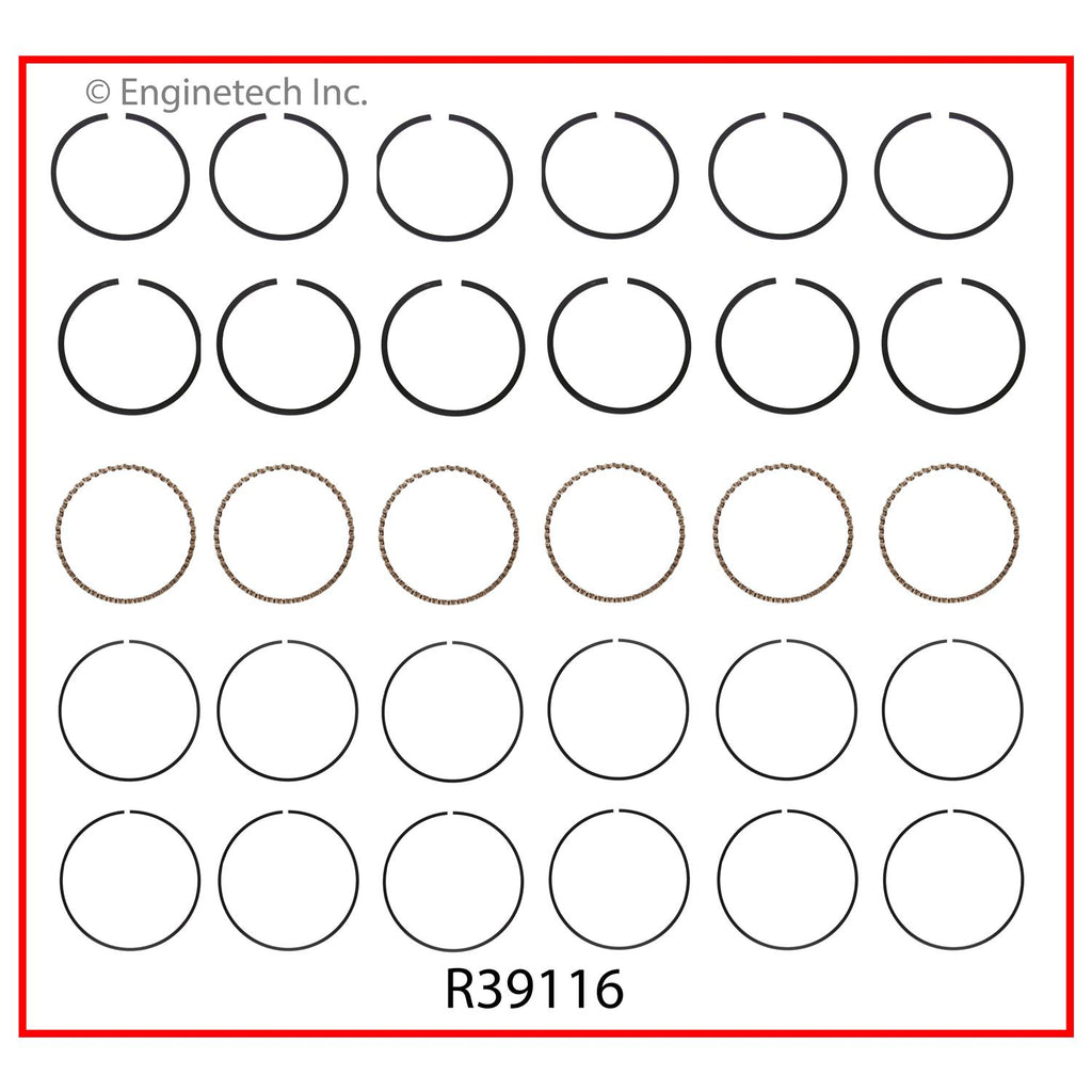 Enginetech R39116-STD Engine Cast Iron Piston Ring Set for Dodge B150 and B250 (1992-1998)