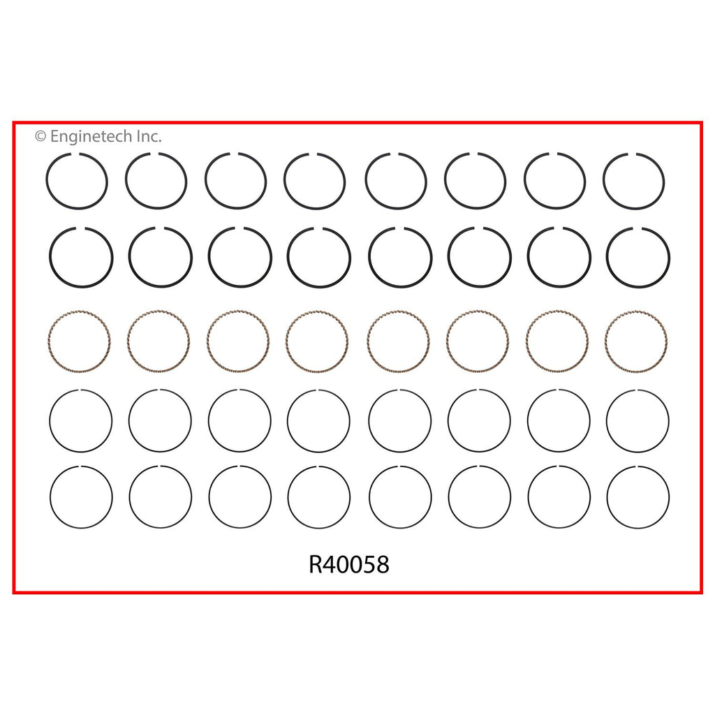 Enginetech R40058-STD Engine Cast Iron Piston Ring Complete Set for Domestic and Import Engines