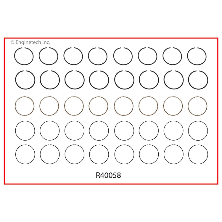 Enginetech R40058-STD Engine Cast Iron Piston Ring Complete Set for Domestic and Import Engines