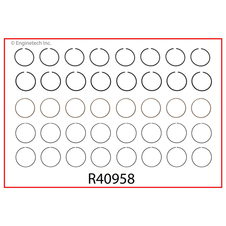Enginetech R40958-060 Engine Cast Iron Piston Ring Set for Classic Chevrolet Models