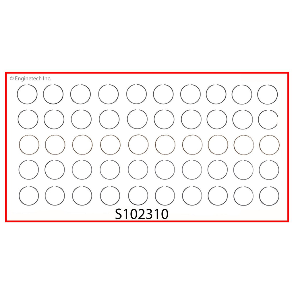 Enginetech S102310-STD Engine Premium Piston Ring Complete Set for Dodge Ram 1500 and Viper