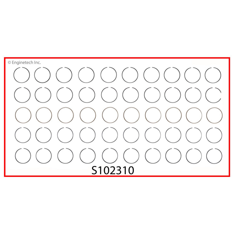 Enginetech S102310-STD Engine Premium Piston Ring Complete Set for Dodge Ram 1500 and Viper
