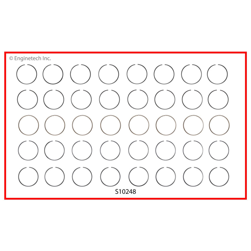 Enginetech S10248-030 Engine Premium Piston Ring Set for Chevrolet and GMC 2012 Models