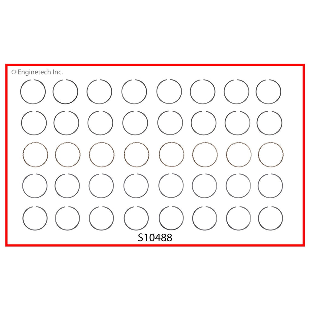 Enginetech S10488-STD Engine Premium Piston Ring Complete Set for Chevrolet Corvette and Camaro