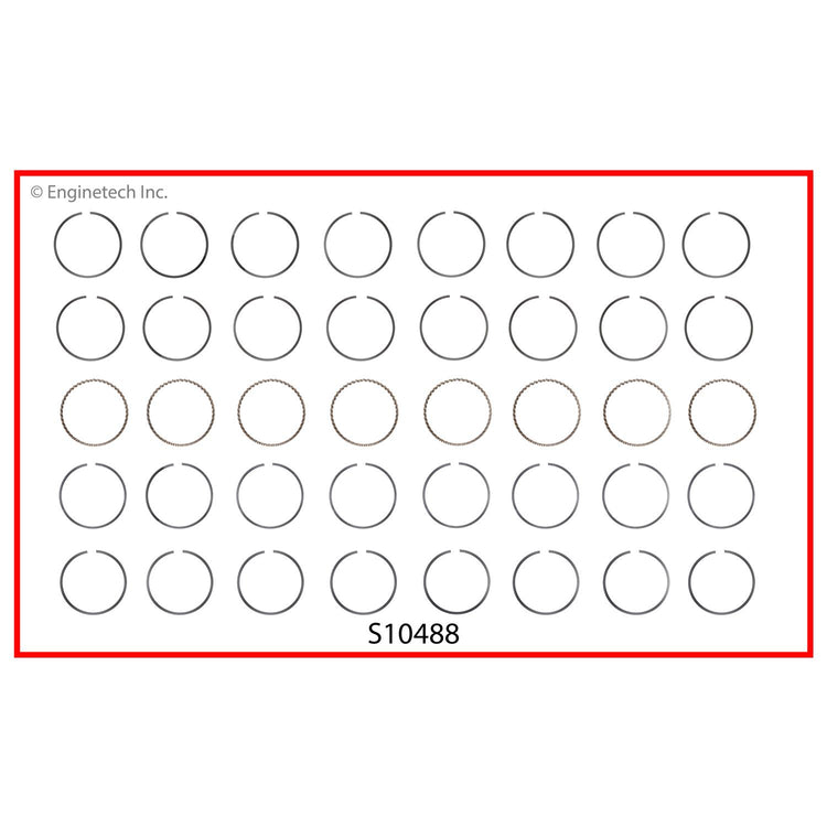 Enginetech S10488-STD Engine Premium Piston Ring Complete Set for Chevrolet Corvette and Camaro