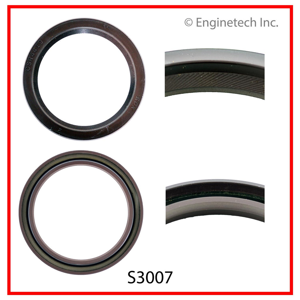 Enginetech S3007 Engine Rear Crankshaft Seal - 1 Piece Offset Lip for Ford, Mercury, Mazda Engines