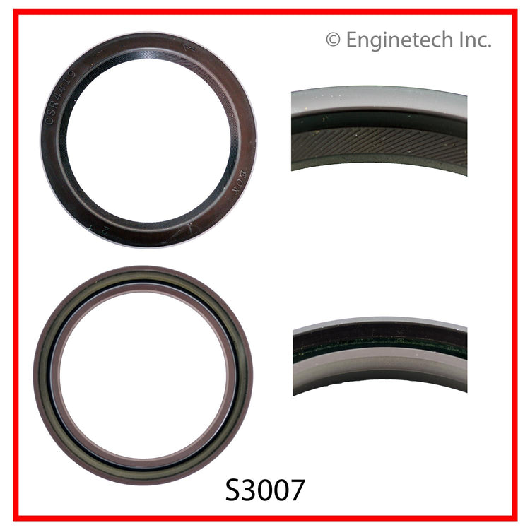 Enginetech S3007 Engine Rear Crankshaft Seal - 1 Piece Offset Lip for Ford, Mercury, Mazda Engines