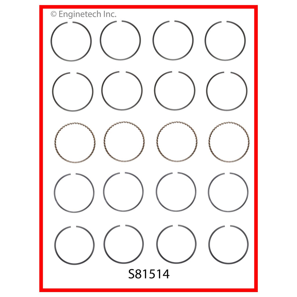 Enginetech S81514-STD Engine Premium Piston Ring Complete Set for Mitsubishi Lancer