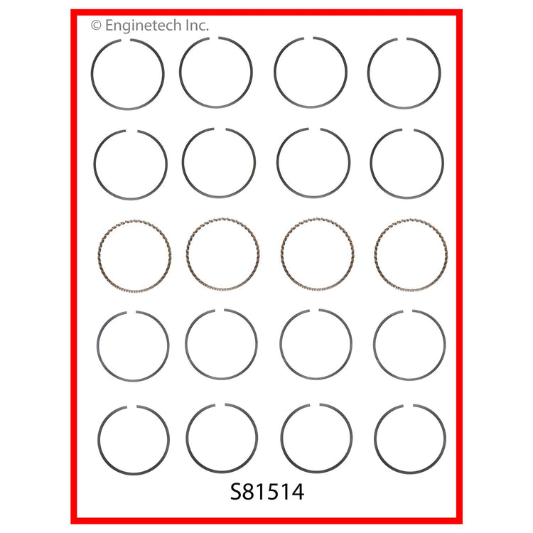 Enginetech S81514-STD Engine Premium Piston Ring Complete Set for Mitsubishi Lancer