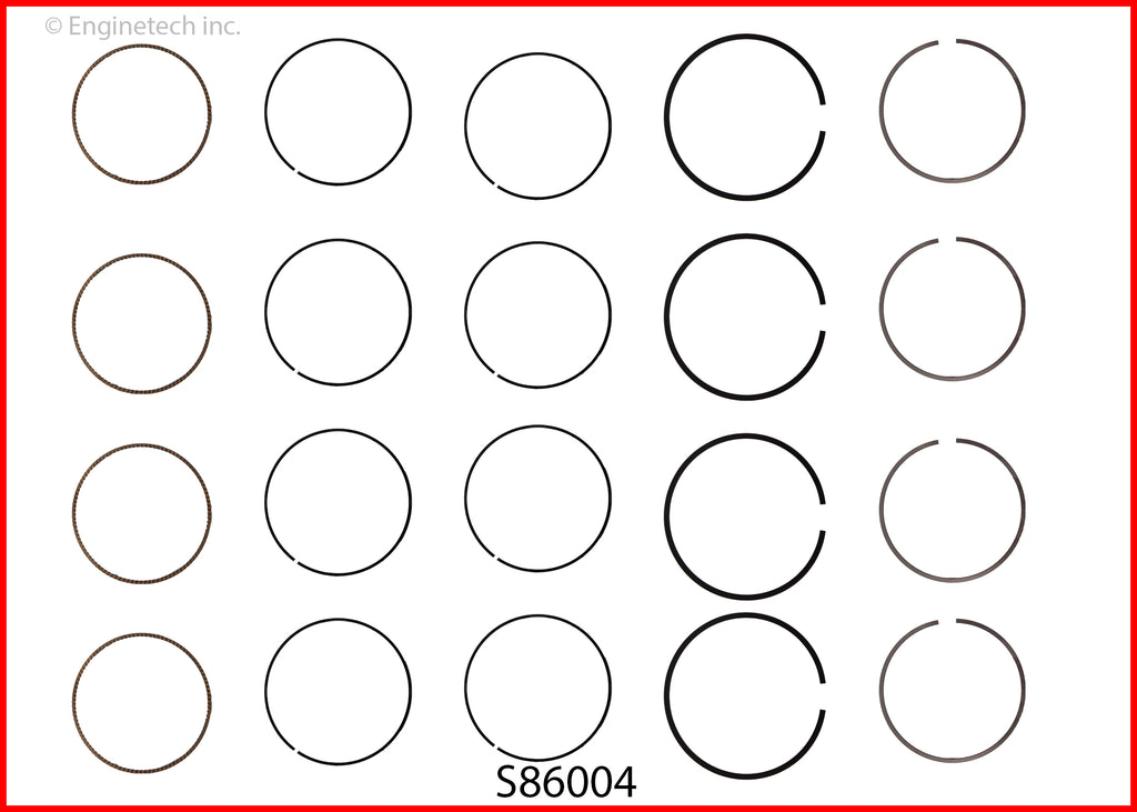 Enginetech S86004-STD Engine Premium Piston Ring Set for Subaru Models
