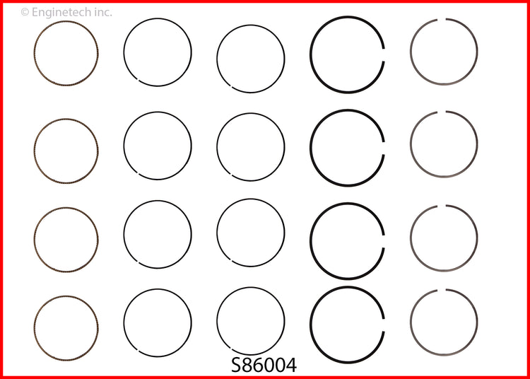 Enginetech S86004-STD Engine Premium Piston Ring Set for Subaru Models