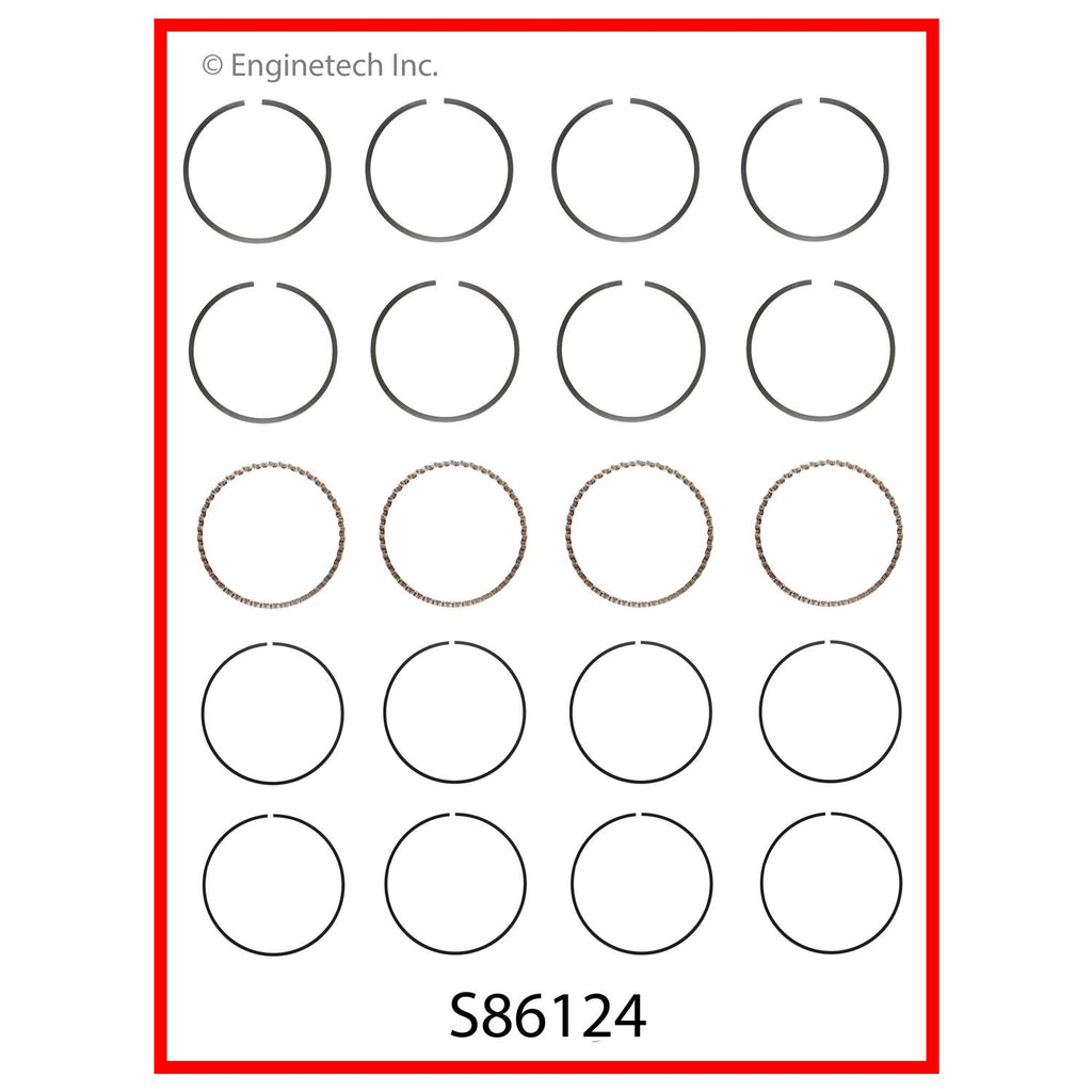 Enginetech S86124-.50 Engine Premium Piston Ring Complete Set for Dodge, Jeep, and Mitsubishi