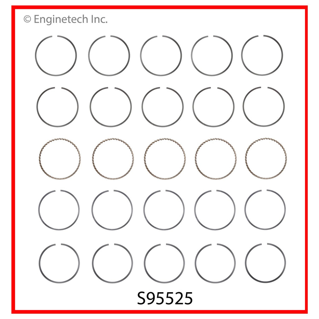 Enginetech S95525-STD Engine Premium Piston Ring Complete Set for Chevy Colorado, GMC Canyon, Hummer H3, and Isuzu i-370