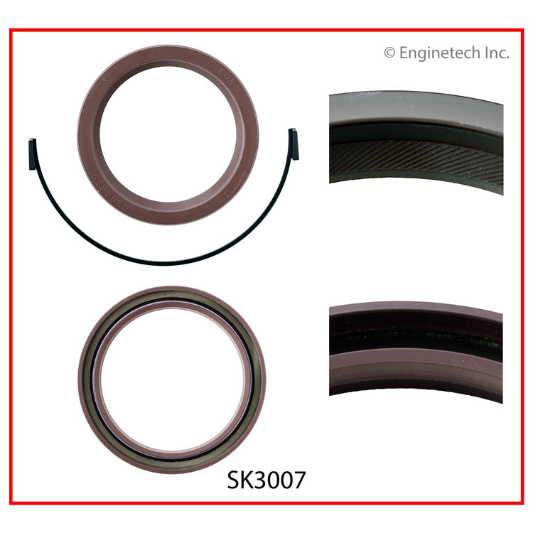 Enginetech SK3007 Engine Rear Crankshaft Seal with Metal Sleeve and Wedge Seal for Ford and Mazda Vehicles