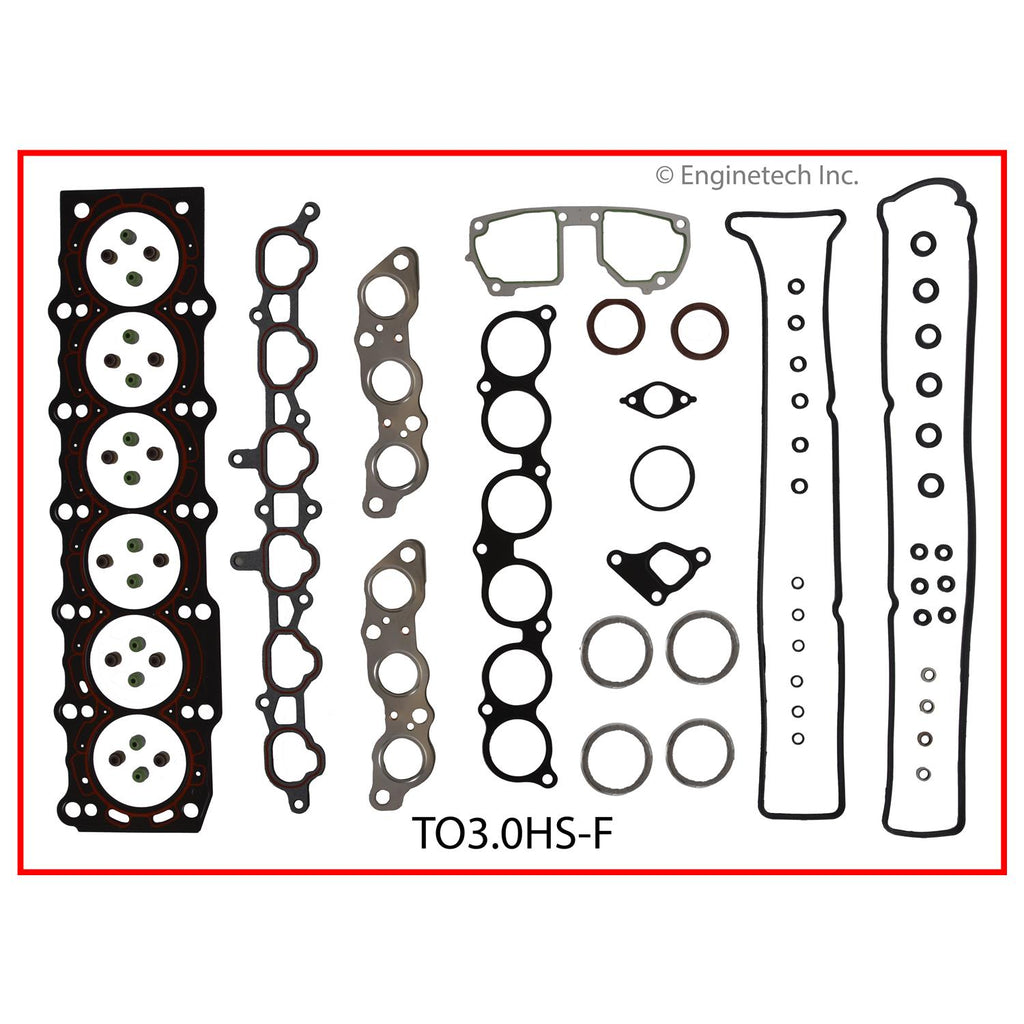 Enginetech Engine Cylinder Head Gasket Set for Toyota Cars and Trucks with Head Bolts (Part #TO3.0HS-FWB)