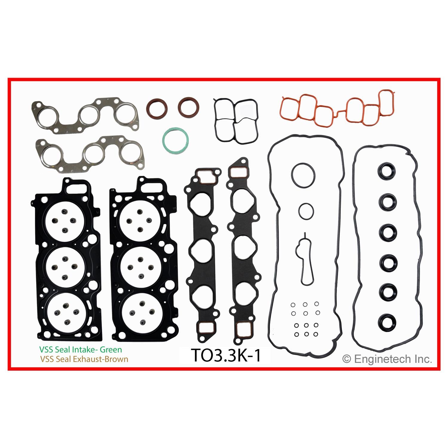 Enginetech TO3.3K-1 Engine Full Gasket Set for Toyota and Lexus Vehicl ...