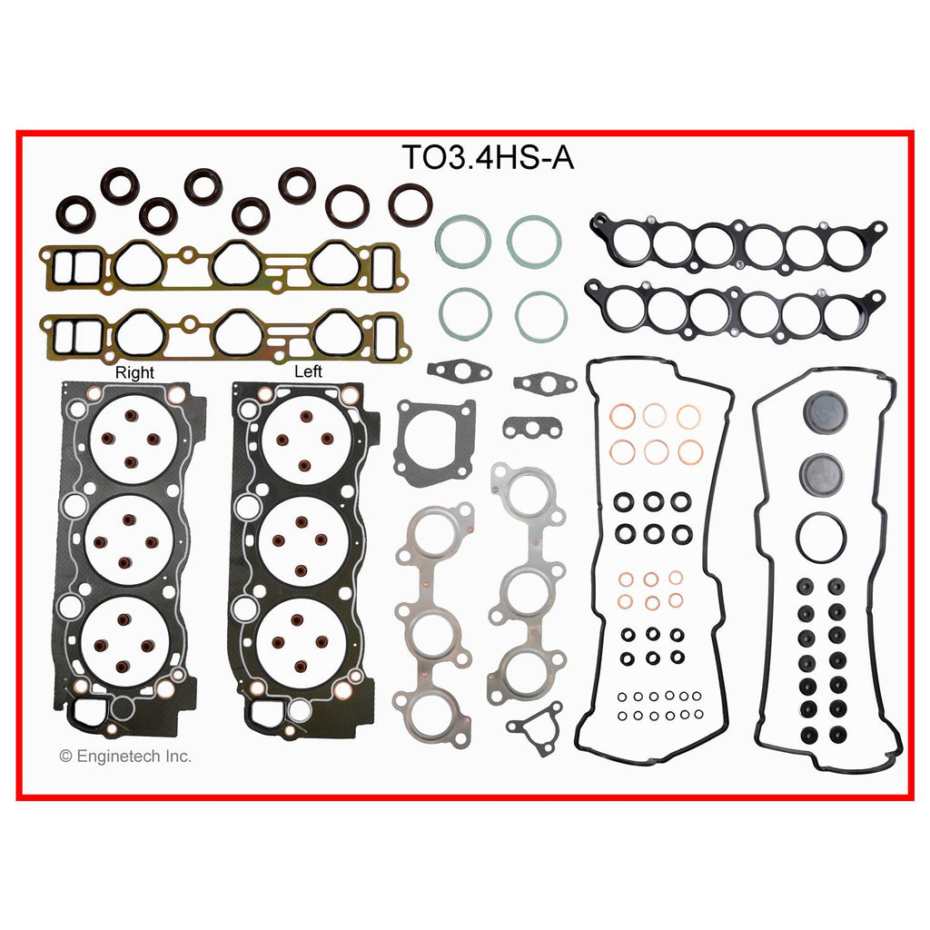 Enginetech Engine Cylinder Head Gasket Set for Toyota Tundra and Tacoma with Head Bolts (Part #TO3.4HS-AWB)